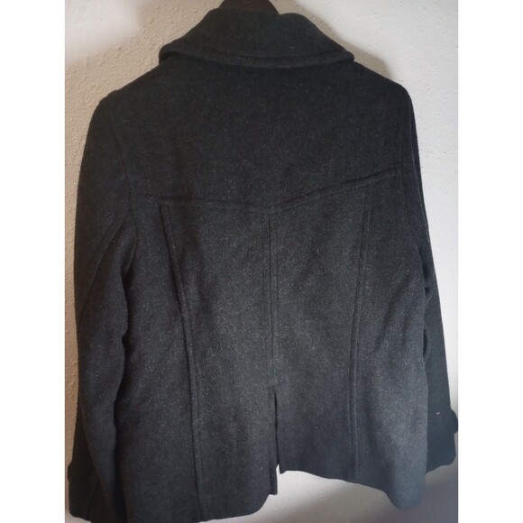 Y2K American Eagle Women's Wool Blend Double Breasted Peacoat XL Black - Picture 2 of 8